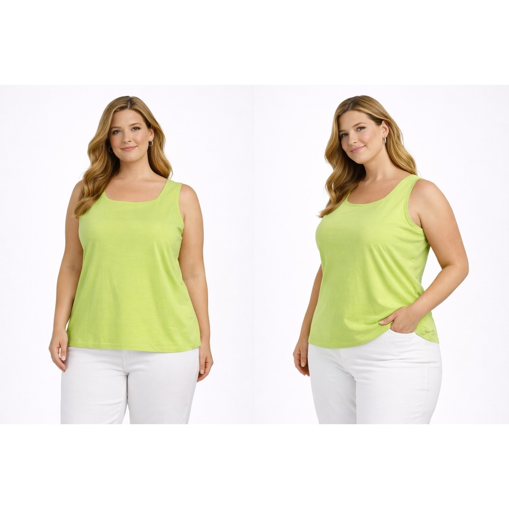 Talbots Womens XL Lime‎ Green Square Neck Sleeveless Tank Top NWT